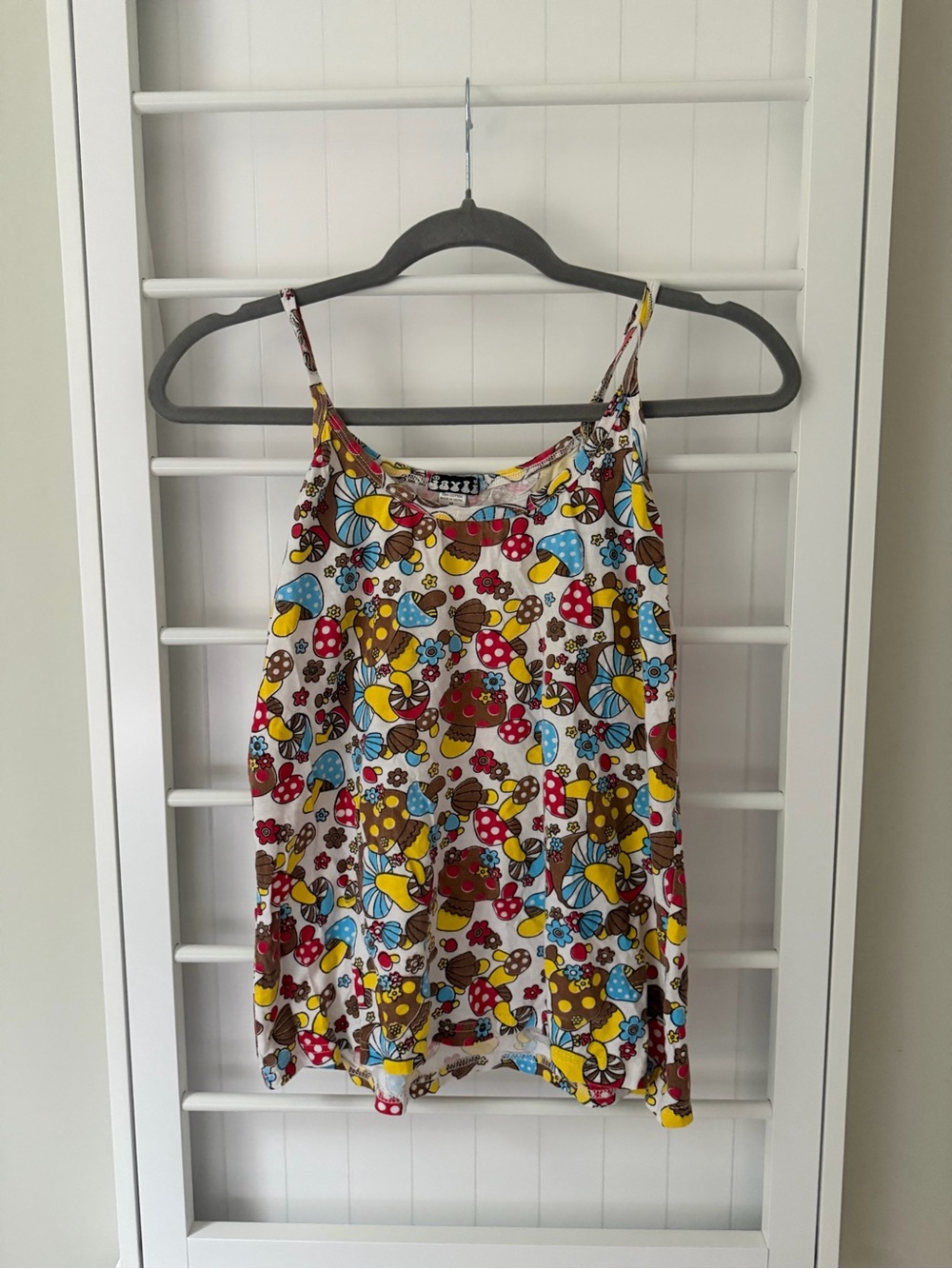 Jayli Retro Mushroom Print Hippie Festival Tank Top Cami M